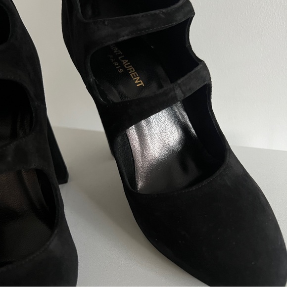 Saint Laurent black suede cut out cage Joplin 105 knee high boots - Picture 6 of 16